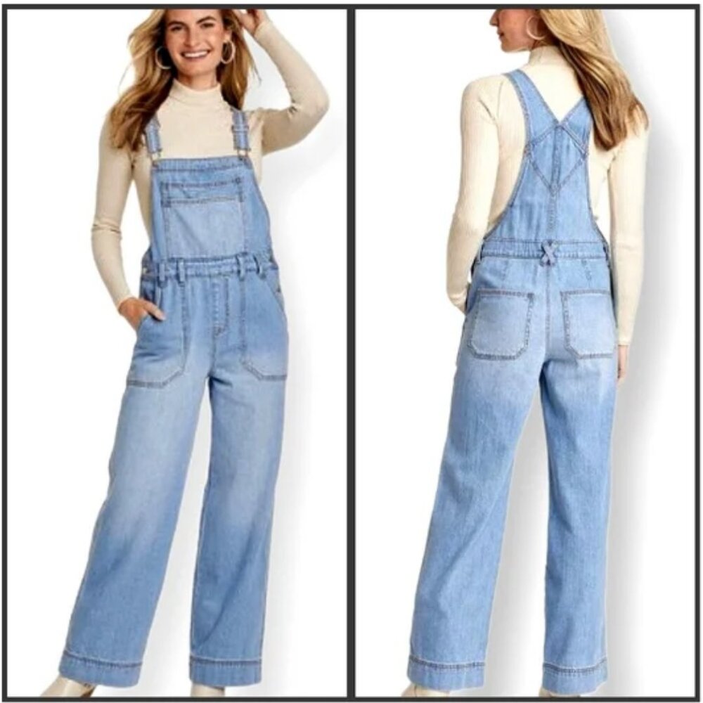 Universal Thread Wide Leg Denim Jean Overalls NWT Light Wash